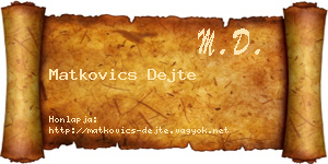 Matkovics Dejte névjegykártya